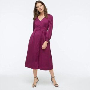 J. Crew Button-front A-line midi dress Beautiful Eggplant Purple Size 6 NWOT